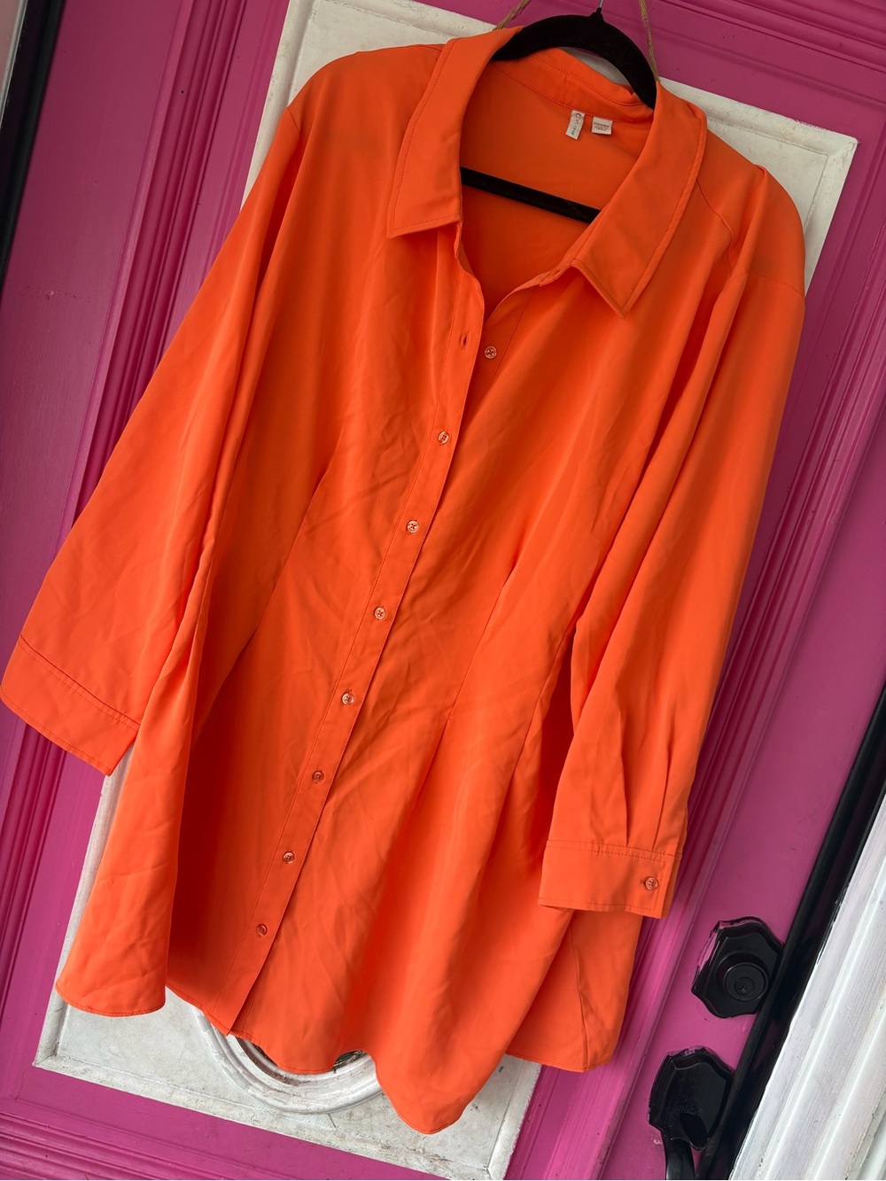 Cato Orange Button-Up Tunic Top